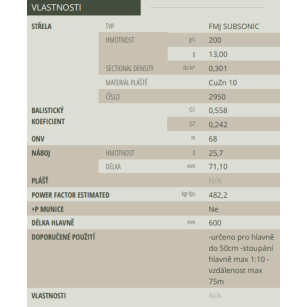 .308 Win.(7,62x51) SUBSONIC 200grs 13,0g, Sellier & Bellot